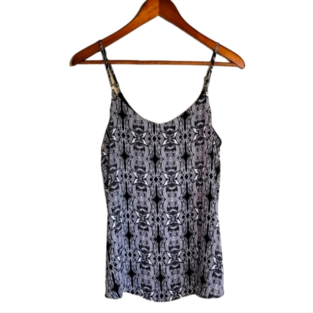 NWT Pink Republic Tank Top B&W Abstract Print Pattern Women's Small Goth